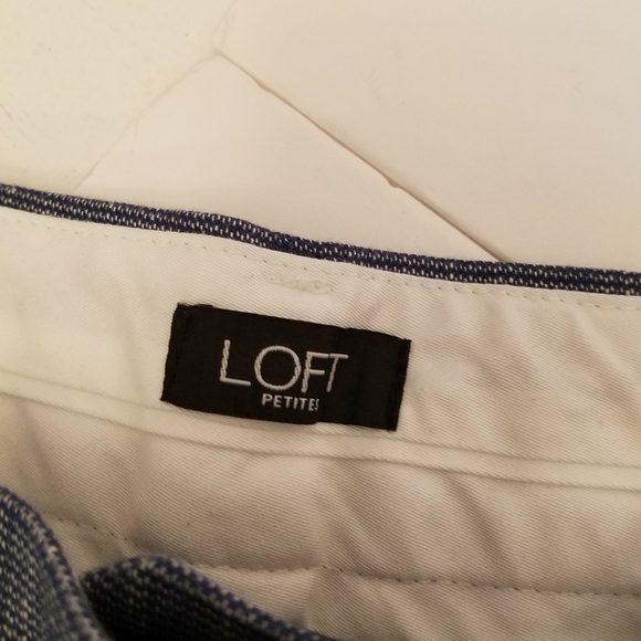 LOFT Petites Marisa Trouser Blue Linen Blend Pants Size 12P - Picture 12 of 15